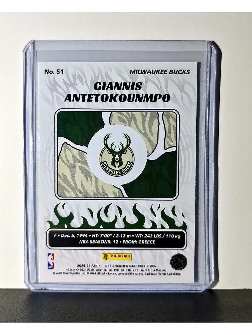 Giannis Antetokounmpo 2024-25 Panini NBA #51 Sticker Card Milwaukee Bucks